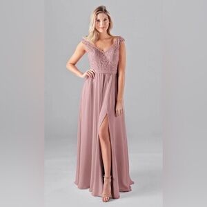 Elegant Desert Rose Lace Bridesmaid Gown